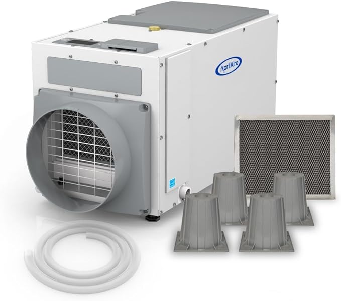AprilAire E080 Pro Dehumidifier Bundle - 80 Pint Whole House Dehumidifier - Full Complete Kit - Crawl Spaces, Basements, Whole Homes, Commercial up to 4,400 sq. ft - 5 Year Warranty Included