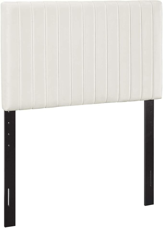 Modway Keira Channel Tufted Performance Velvet Upholstered Twin Headboard in Ivory