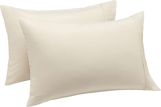 Amazon Basics Standard Pillowcases Set of 2 - Lightweight, Super Soft Easy Care Microfiber, Beige, 30" L x 20" W, Pillows Not Included