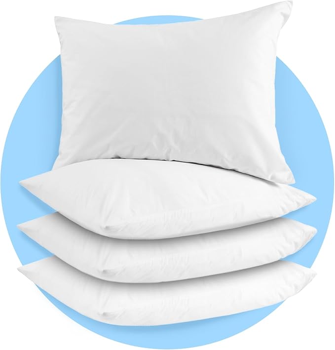 Avalon Bedding Pillow Cases Standard Size White Pillow Cases Set of 4 Cotton Blend 200 TC Soft & Breathable Perfect for Home & Hospital, Hotel Quality Queen Pillow Protectors 30x20 Inches