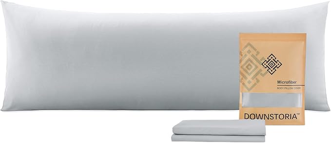 DOWNSTORIA Body Pillow Cover, Ultra Soft Microfiber Long Pillowcase, Envelope Closure Large Pillow Cases 20x54 inch (Light Gray)