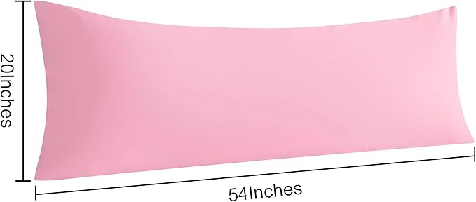 NTBAY Body Pillow Cases Set of 2, 2 Pack Brushed Microfiber 20x54 Pillow Cases, Soft, Wrinkle, Fade, Stain Resistant Pink Pillow Cases with Envelope Closure, 20x54 Inches, Pink