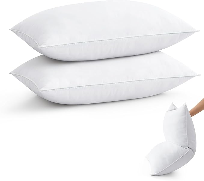 puredown® Goose Feather Down Pillows Standard Size Set of 2, Fluffy Luxury Hotel Collection Bed Pillow for Back, Stomach or Side Sleeper