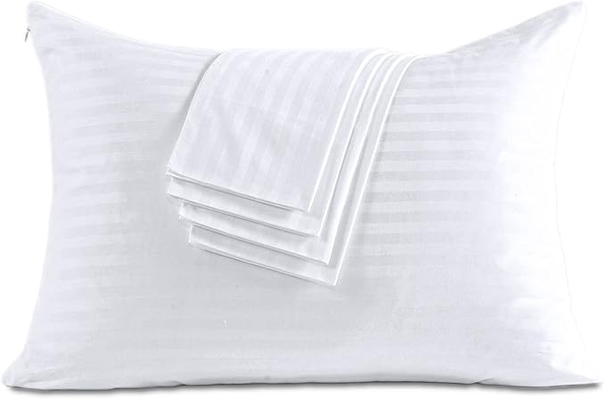 Precoco 100% Cotton Pillow Protectors with Zipper, Standard 4-Pack, White, 20x26 in