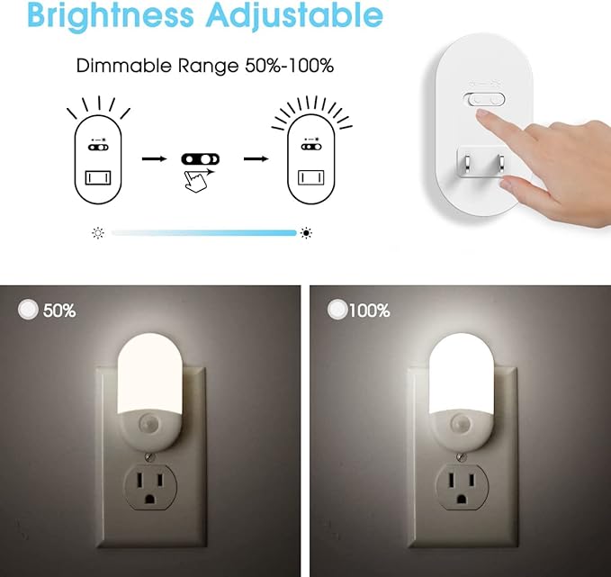 L LOHAS LED Night Light Plug in, 4 Pack 0.6W LED Night Light for Kids, Auto Dusk to Dawn Sensor Bright Nightlight, Daylight White 5000K, 30/60lm Small Night-Lights for Adults, Hallway, Kitchen, Stairs