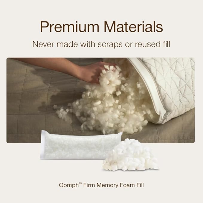 Coop Home Goods Extra Oomph Firm Fill, Cross-Cut Memory Foam, Extra Fill Bag, Refill to Customize Your Premium Adjustable Pillow, GREENGUARD Gold and CertiPUR-US Certified