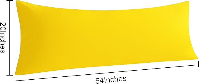 NTBAY Body Pillow Cases Set, 2 Pack Brushed Microfiber 20x54 Inches, Soft, Wrinkle, Fade, Stain Resistant Yellow Pillow Cases with Envelope Closure
