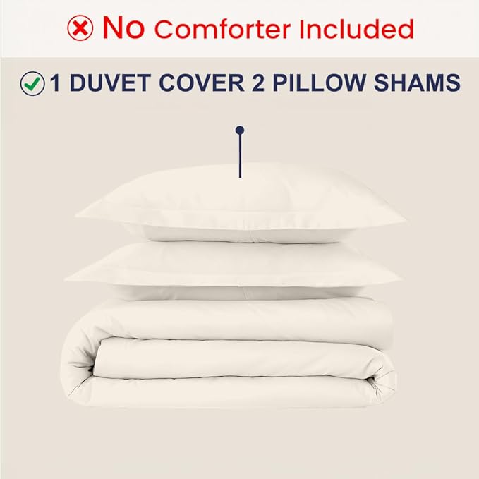 Kotton Culture 3 Pc California King Duvet Cover Set-100% Egyptian Cotton 600 Thread Count Ultra Soft Premium Durable Comforter Cover Zipper Closure & Corner Ties- (Ivory, 104" X 98")