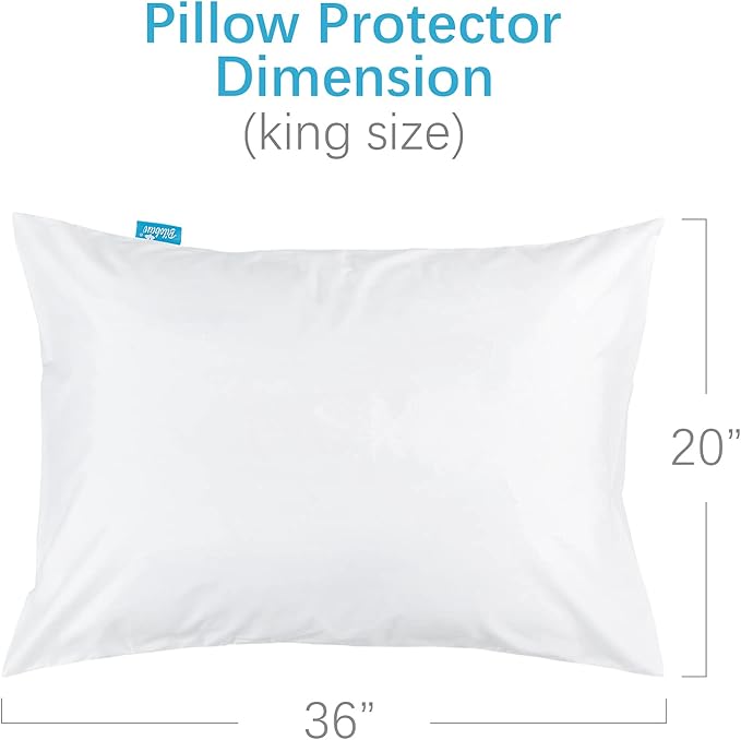 King Pillow Protector 2 Pack Noiseless & Waterproof Pillow Cases Set of 2 for King Size Pillows Silk Soft & Breathable Pillow Protectors with Zipper Machine Washable