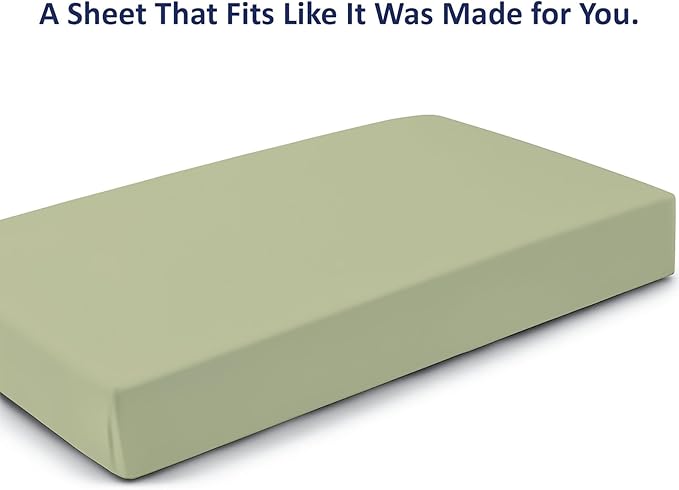 Cot Size 33" x 75" Fitted Sheet, 100% Egyptian Cotton, Perfect for Camp Bunk Beds/RVs/Guest Beds/Army Cots/Replacement Mattress (Sage)