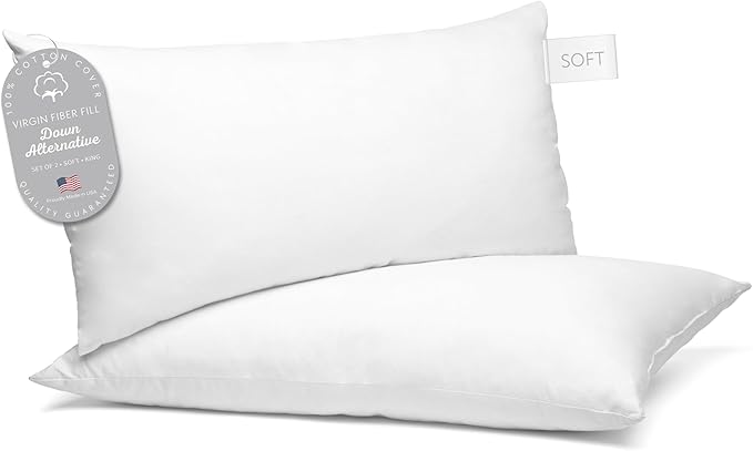 Digital Decor 100% Cotton Luxury Hotel Pillows King Size Set of 2, Cooling Down Alternative Bed Pillows for Sleeping, Hypoallergenic Soft Supportive Pillows for Side & Back, Made in USA, 36" x 20"