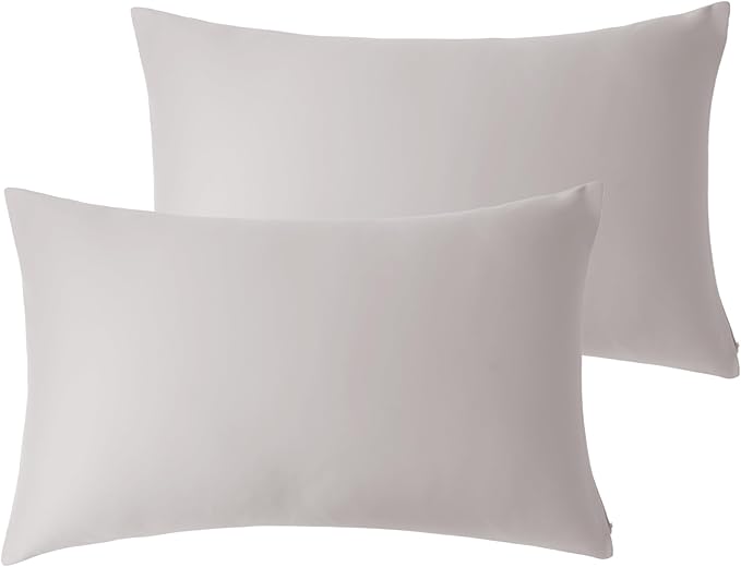 100% Cotton Classic Pillow Protectors with Invisible Zipper, 600 Thread Count Sateen Weave Soft and Breathable Pillow Cases, Protect Pillows from Dirt, Dust and Debris (Queen, 20"x30", Set of 2)