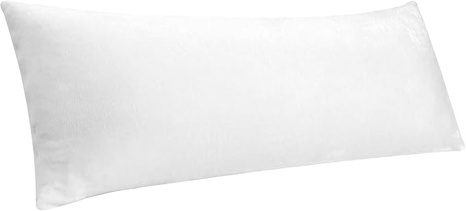 BEDELITE Body Pillow Cover with Zipper Closure, Super Soft and Cozy Fuzzy Fleece Pillowcase 20 x 54 Inches, Luxury Fluffy Plush Long Body Pillow Pillowcase for All Seasons(Bright White)