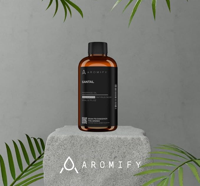 Santal Diffuser Oil, 6.7 FL Oz, 200 mL Diffuser Fragrance Oil for Home, Bathroom & Office, Aromatherapy Blend of Natural Essential Oil, Sandalwood & Musk Scent.