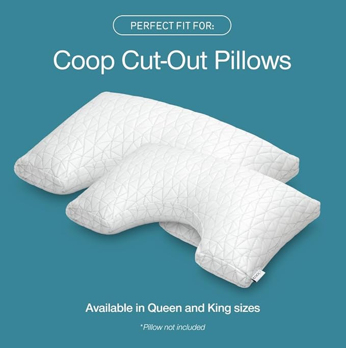Coop Home Goods Cool Side Cut-Out Pillowcase, King Size Cooling Pillow Case for Hot Sleepers, Cut-Out Shape, Two-Sided Pillow Covers, Cozy Side & Cool Side, Ultra Soft Lulltra Cool Technology