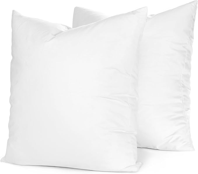Continental Bedding | 10/90 Down and Feather Throw Pillow Insert | 100% Cotton 250TC Shell | Medium Loft Decorative Cushion | 22x22 | 2 Pack