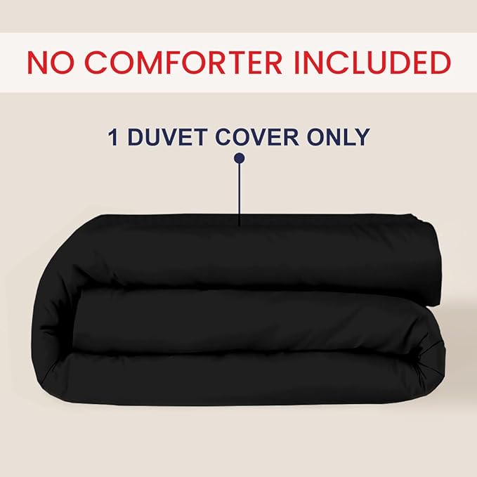 Kotton Culture 1 Pc Duvet Cover King Size-100% Egyptian Cotton 600 Thread Count Ultra Soft Premium Durable Comforter Cover Zipper Closure & Corner Ties - (Black, 104" X 94")
