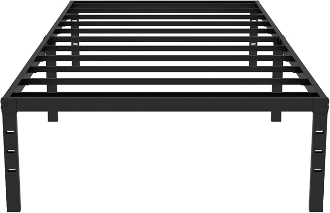 FONTOI Twin Bed Frames, 14 Inch Twin Size Metal Bed Frame with Underbed Storage Space, Heavy Duty Metal Slat Support, Platform Bed with No Box Spring Needed, Noise-Free & Easy Assembly, Black