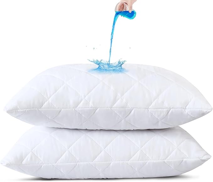 Waterproof Pillow Protectors, Standard Size Pack of 4 Zippered Pillowcases, Breathable Protective Pillow Encasement Covers 20 x 26 Inches