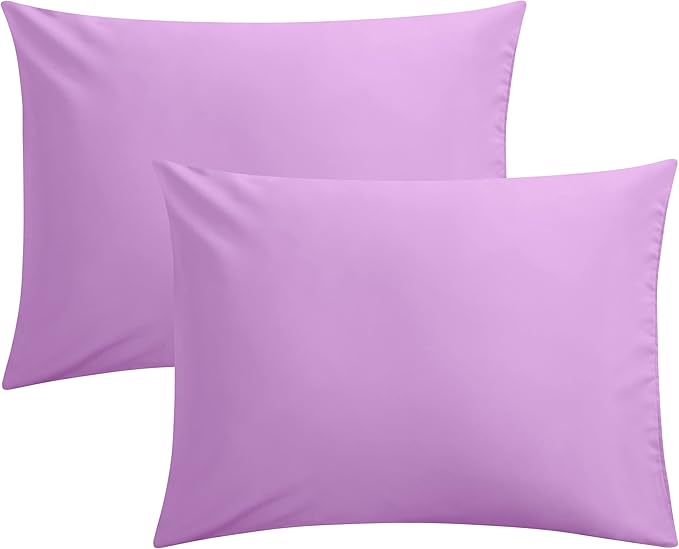 FLXXIE Pillow Cases Standard Size, Soft Microfiber Pillow Covers with Envelope Closure, Wrinkle, Stain Resistant Pillowcases, 2 Piece Set, 20x26, Lavender