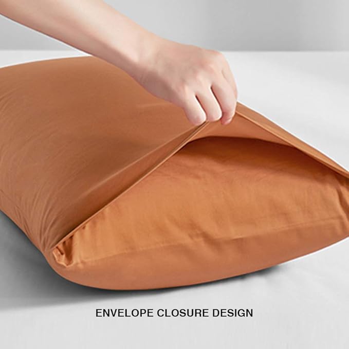 FLXXIE King Pillow Cases Set of 2, Soft Microfiber Pillow Covers with Envelope Closure, Wrinkle, Fade and Stain Resistant Pillowcases, 20x36, Tan
