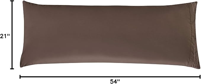 Elegant Comfort Luxury Ultra-Soft 1-Piece Body Pillowcase - 1500 Premium Hotel Quality Microfiber Double Brushed - Wrinkle Resistant, Body Pillowcase Size, Chocolate Brown