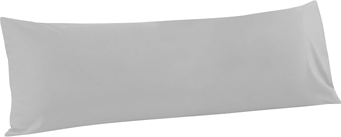 FLXXIE Body Pillow Cover - Super Soft Microfiber 20x54 Body Pillow Case - Envelope Closure, Wrinkle, Stain Resistant 20x54 Long Pillowcase, Light Grey