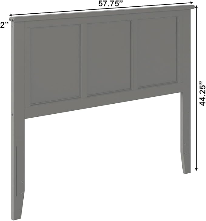 AFI, Madison Full Solid Wood Panel Headboard, Grey