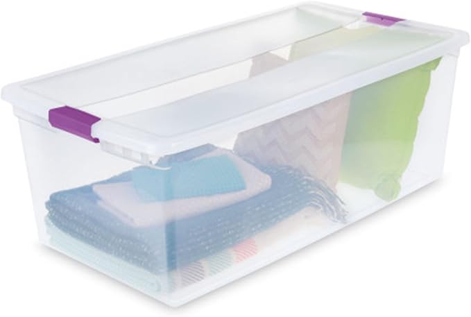Sterilite 8-Pack 110 Quart Clearview Latch Box, Stackable Organizer Bins with Latching Lids - Clear Plastic Organization Containers for Closet, Bedroom, Shelving Units and Everyday Home Storage