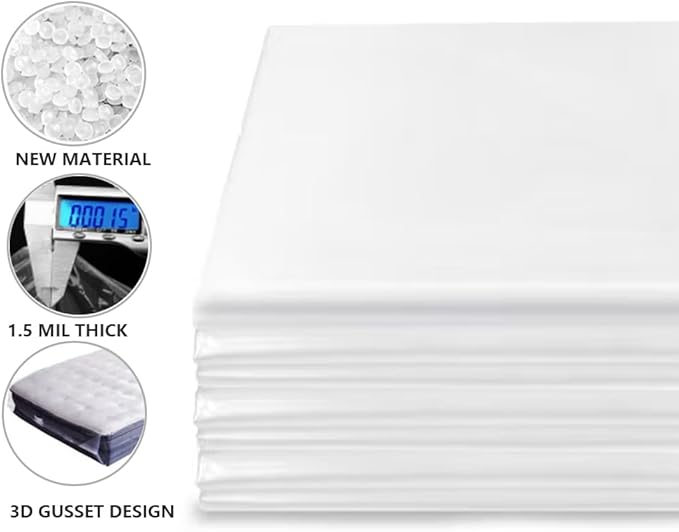 Plastic Mattress Bag for Moving Storage, Mattress Protector Cover ,Mattress Bag for Disposal (Queen)