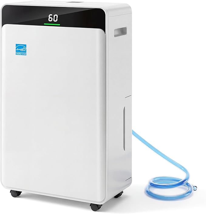 Ludatido 2026 Upgraded ENERGY STAR Dehumidifier, 80 Pint/Day, 5000 Sq.Ft for Whole Home & Basement, 1.72 Gal Tank, 35dB Quiet, Child Lock, Sleep/Fan/Dry Modes, 24H Timer & Auto Continuous Drain