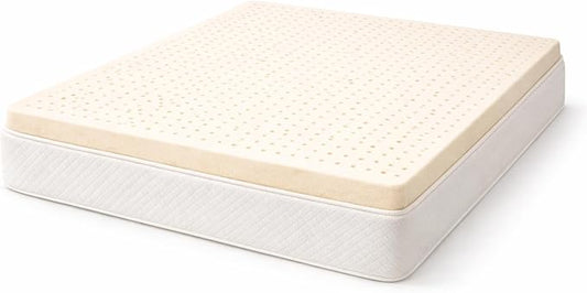 Premium GOLS Certified Natural Latex Mattress Topper, Soft and Breathable Bed Topper for Pressure Relief (Full, 2" Topper Medium Firm)