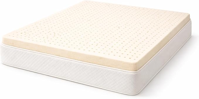 Premium GOLS Certified Natural Latex Mattress Topper, Soft and Breathable Bed Topper for Pressure Relief (Full, 1" Topper Firm)