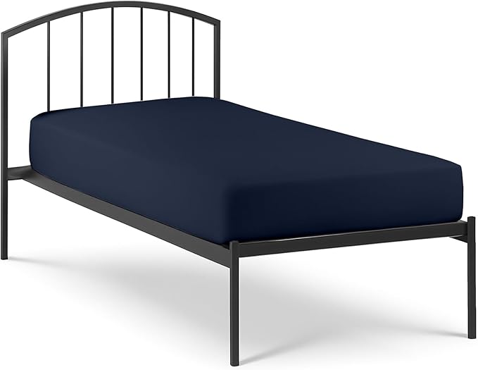 Cot Size 33" x 75" Fitted Sheet, 100% Egyptian Cotton, Perfect for Camp Bunk Beds/RVs/Guest Beds/Army Cots/Replacement Mattress (Navy Blue)