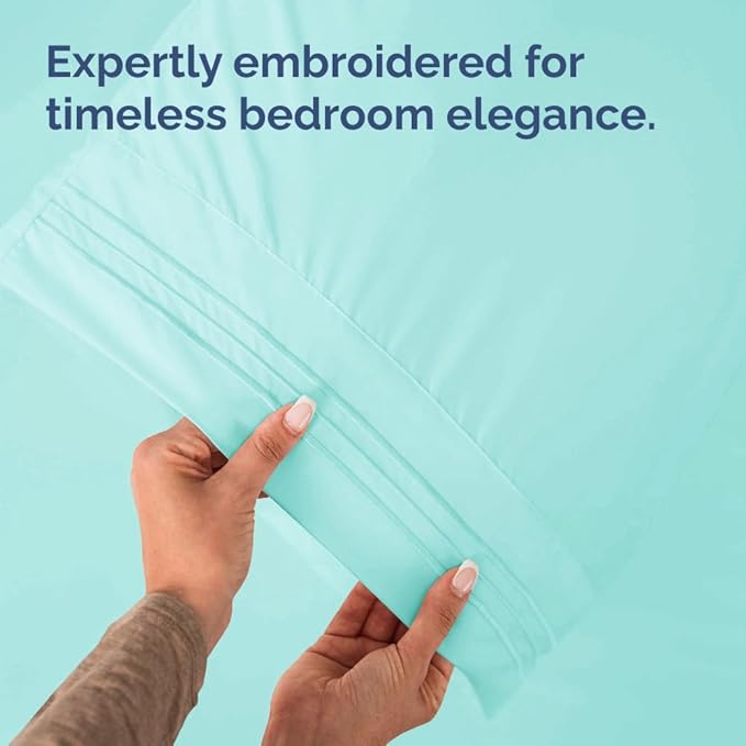 King Pillow Cases Set of 4 - Ultra Soft Hotel Quality Pillowcase Covers - Comfy, Cozy & Wrinkle Free - Shrinkage, Stain and Fade Resistant - Machine Washable Pillow Protectors - 4 Piece Set - Spa Blue