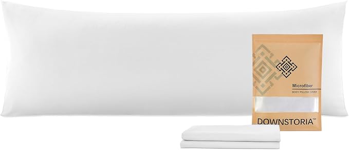 DOWNSTORIA Body Pillow Cover, Ultra Soft Microfiber Long Pillowcase, Envelope Closure Large Pillow Cases 20x54 inch (White)