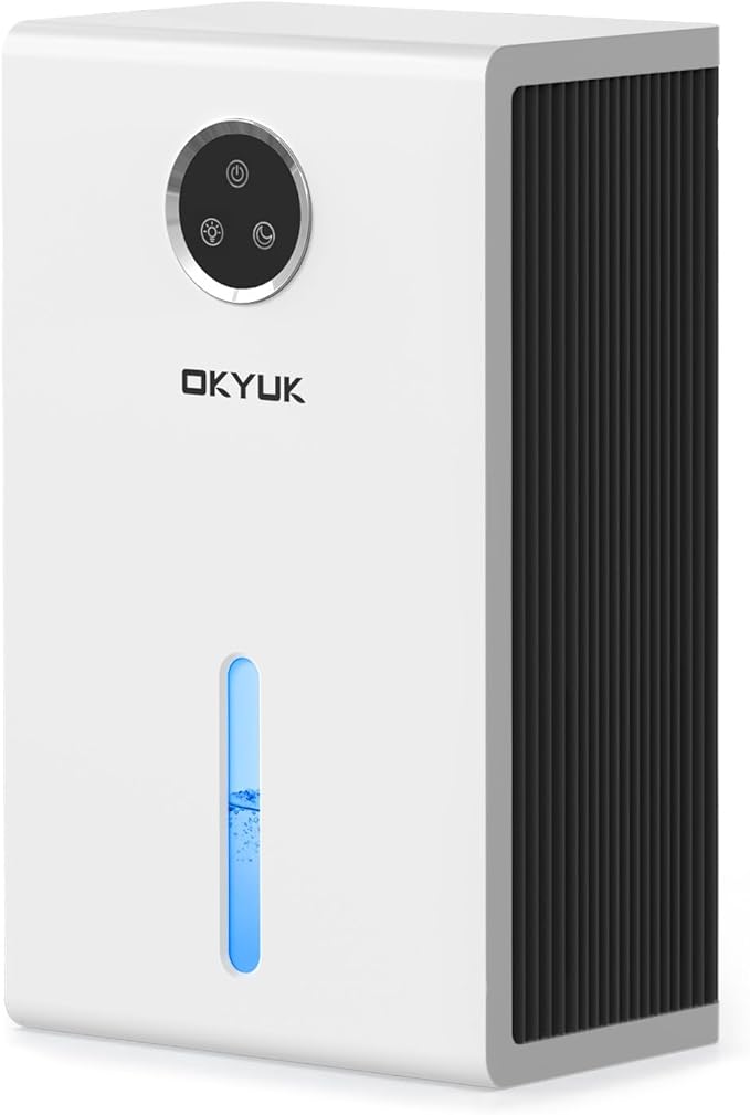OKYUK Dehumidifier, 95 oz dehumidifiers for home,1000 sq. ft Dehumidifiers for Bedroom with 7 Colors LED Light, Ultra Quiet & Auto Shut off dehumidifiers for basements Ideal for RV, Bathroom, Bedroom
