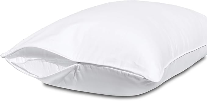 Pillow Protectors with Zipper Standard Size-100% Cotton Pillowcases for Hair and Skin, Comfort Soft Pillow Case Protector for Easy Care, White Pillow Cases Covers with Hidden Zipper, 1 Pack/20X26