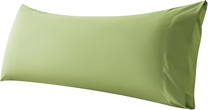 WhatsBedding Body Pillow Cover Cotton Fabric, Long Pillowcase Breathable & Skin-Friendly, Envelope Closure - Sage Green (20x54 inch)