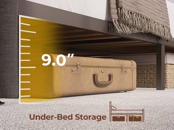 Rolanstar Full Size Bed Frame with LED Lights and Charging Station, Upholstered Headboard with 2-Tier Storage Shelves, Heavy Duty Metal Frame, Noise-Free Support, Easy Assembly, No Box Spring Needed