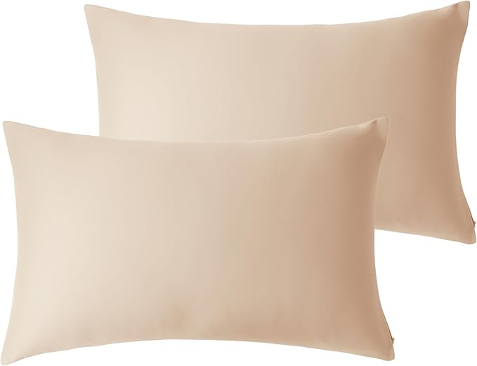 100% Cotton Classic Pillow Protectors with Invisible Zipper, 600 Thread Count Sateen Weave Soft and Breathable Pillow Cases, Protect Pillows from Dirt, Dust and Debris (Standard, 20"x26", Set of 4)