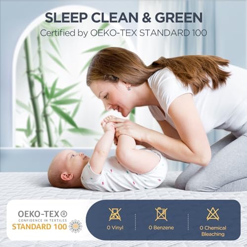 Premium Waterproof Twin Mattress Protector Made from Silver-Infused Bamboo Rayon for Better Health, Odor-Free Hypoallergenic Twin Mattress Cover, Quiet Bed Cover with 6"-21" Deep Pocket