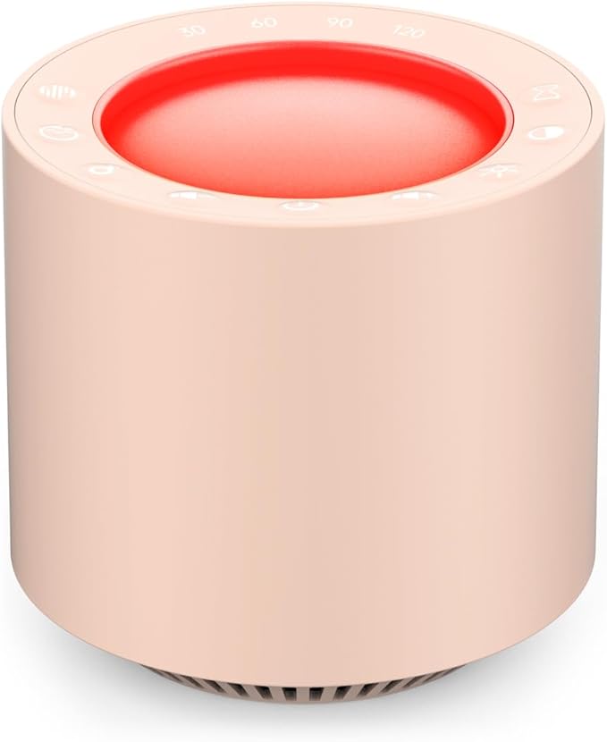 Dimmable Nursery Night Light: Red Light Therapy Sleep Sound Machine with 38 Soothing Sounds & Calming Womb Soother Memory Function, White Noise Sound Machine with Timer for Baby Adult Gift (Peach)
