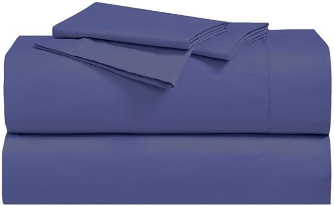 Royal Hotel Bedding Abripedic Crispy Percale Pillowcases, 300-Thread-Count, 2PC Solid Pillow Cases Set, 100% Cotton, Standard, Periwinkle
