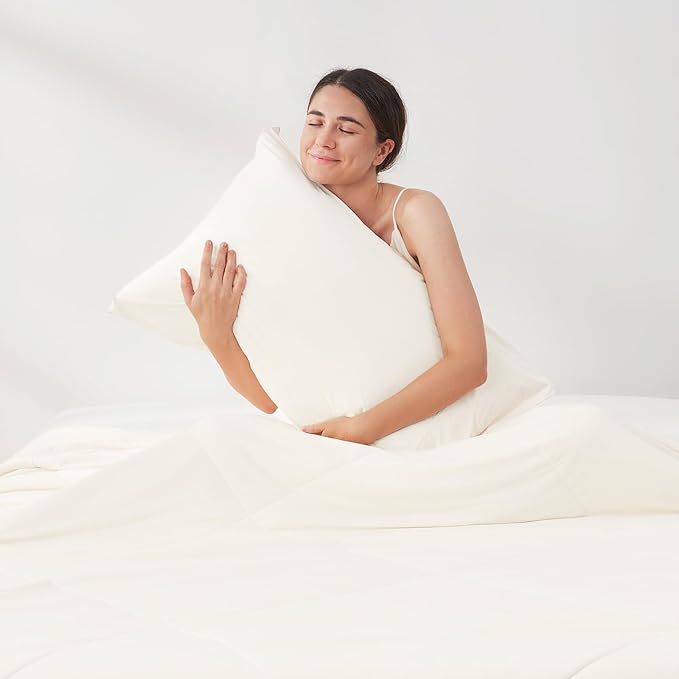 Cozy Bliss Cooling Pillow Cases for Hot Sleepers, Q-Max>0.45, Queen Size Set of 2, Soft & Silky Pillow Covers with Envelope Closure,Gift, Off White, 20x30 Inches