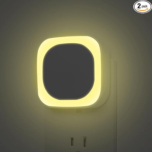 YUNLEX 2 Pack Warm White Night Light, Gentle Eye-Care with Dimmable Soft Glow & Indirect Reflection, Auto Dusk to Dawn Sensor, Plug in Nightlight for Nursery, Kids Room, Bedroom, Hallway