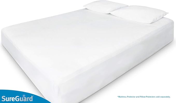 SureGuard Full Extra Long (XL) Mattress Protector - 100% Waterproof, Hypoallergenic - Premium Fitted Cotton Terry Cover White