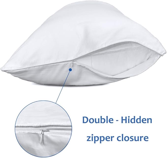Precoco Body Pillow Pillowcase, 100% Cotton White Body Pillow Cover with Double Zipper, 20" x 54" Super Soft 600 Thread Count Case Covers for Easy Put in & Off, 1 Pack