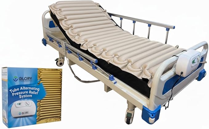 Glory Medical MT‑02 Alternating Pressure Mattress Topper – 12‑Minute Air Cycle, Waterproof Vinyl, Hypoallergenic & Latex‑Free Design, Supports Healthy Circulation for Hospital & Home Beds (78" x 32")