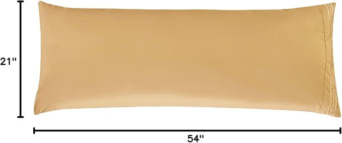 Elegant Comfort Luxury Ultra-Soft 1-Piece Body Pillowcase - 1500 Premium Hotel Quality Microfiber Double Brushed - Wrinkle Resistant, Body Pillowcase Size, Camel-Gold